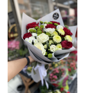 Vip  Pembe &lila beyaz karma Gül buket